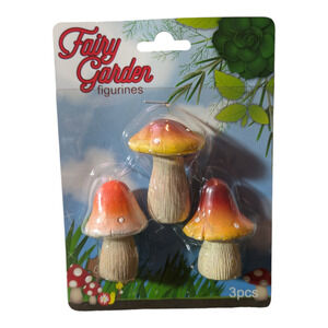 3 PK of Mini Mushrooms-Great for Fairy Gardens, Plant Decorations, Shelf Decor